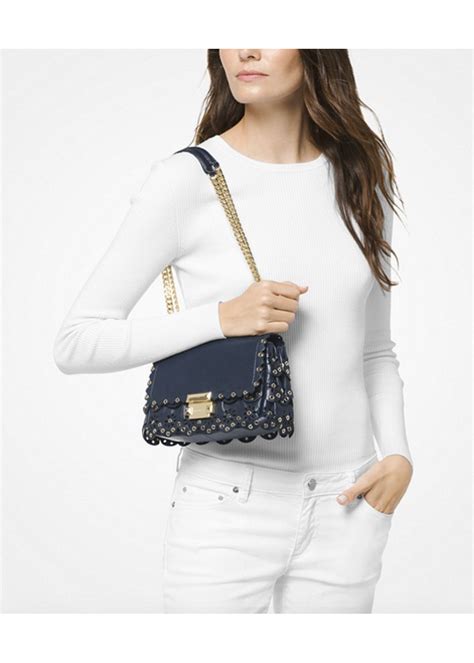 michael michael kors small sloan scalloped leather shoulder bag|mk sloan.